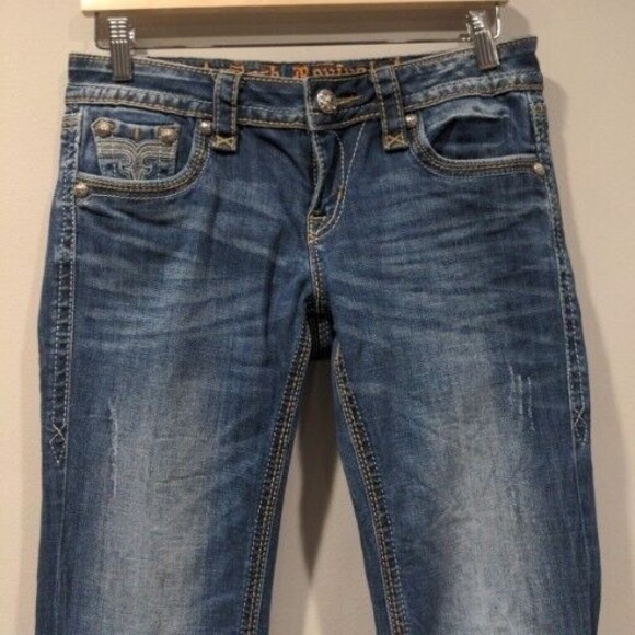 Rock Revival Women's Tullia Jean Bootcut Size 28 Embellished Flap Pocket Medium - Picture 3 of 14